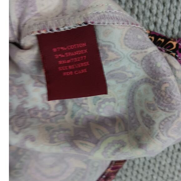 212 Collection Button Up Blouse Womens Extra Small Purple Paisley Stretch Casual - Picture 7 of 15
